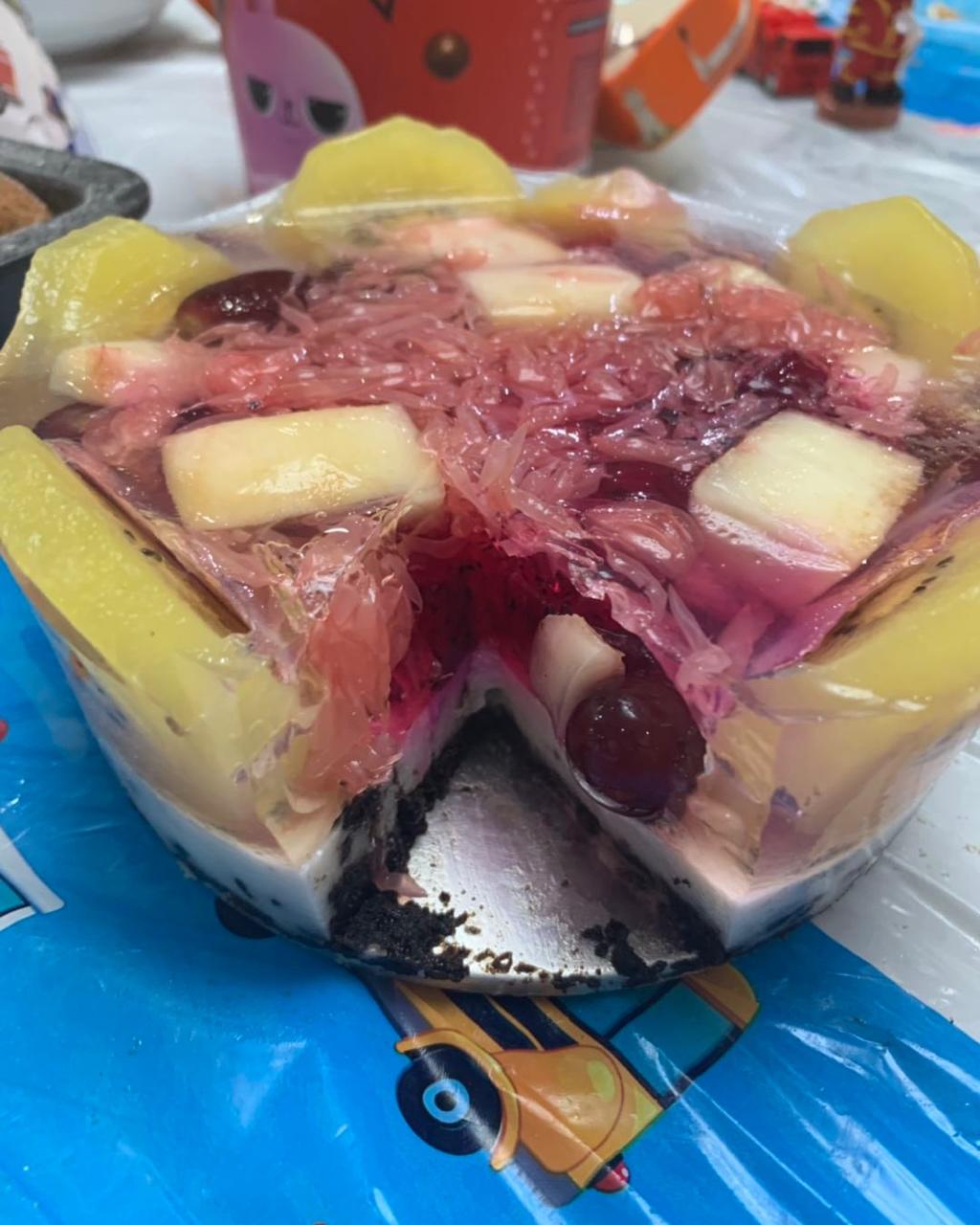 vr0g做的水果果冻蛋糕白凉粉