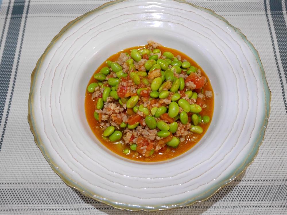 肉末番茄烧毛豆