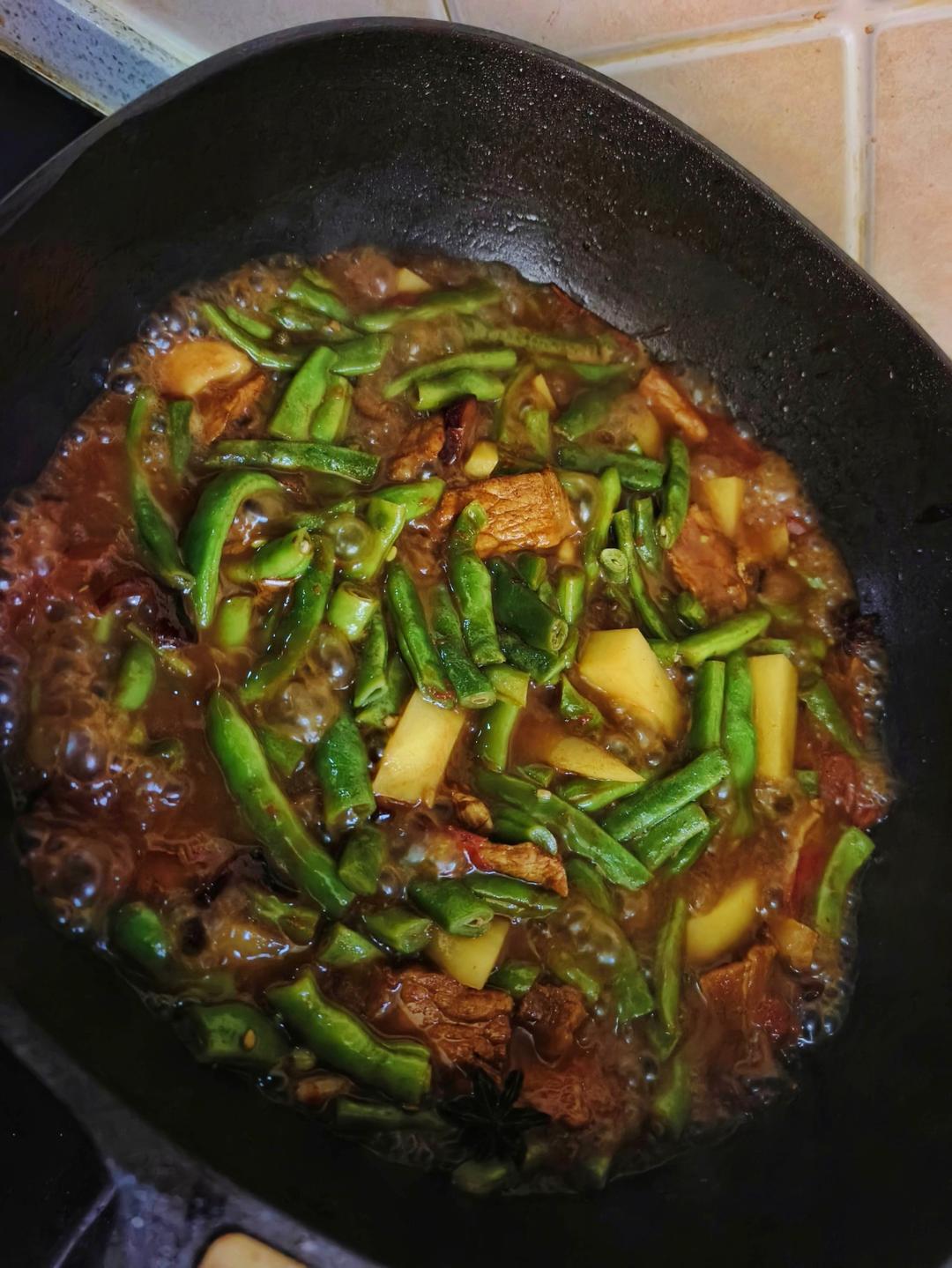 ［记录］豆角焖面 蒸卤面 蒸面条（挂面版本）方便一锅出
