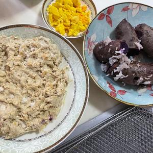 宠物零食-紫薯蛋黄肉饼的做法 步骤3