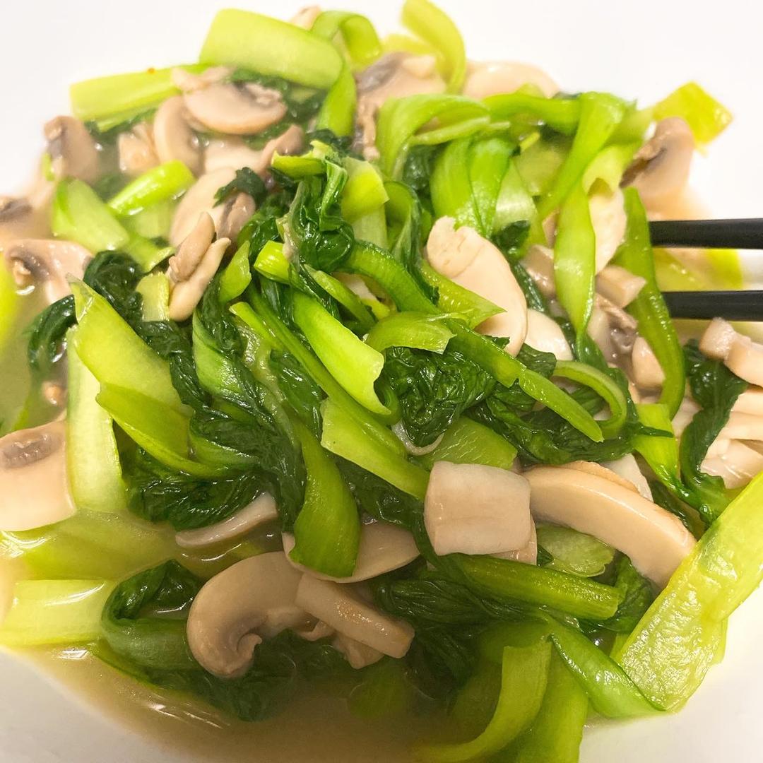 【快手减脂春菜】鸡毛菜炒口蘑