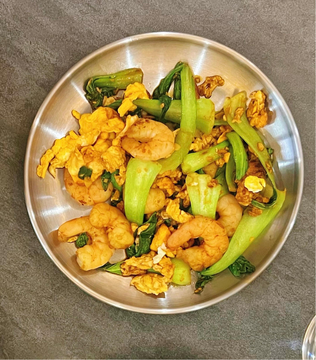 上海青（油菜）炒虾仁鸡蛋