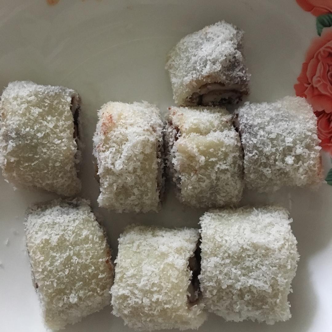 零失败！巨好吃的椰蓉豆沙糯米卷！