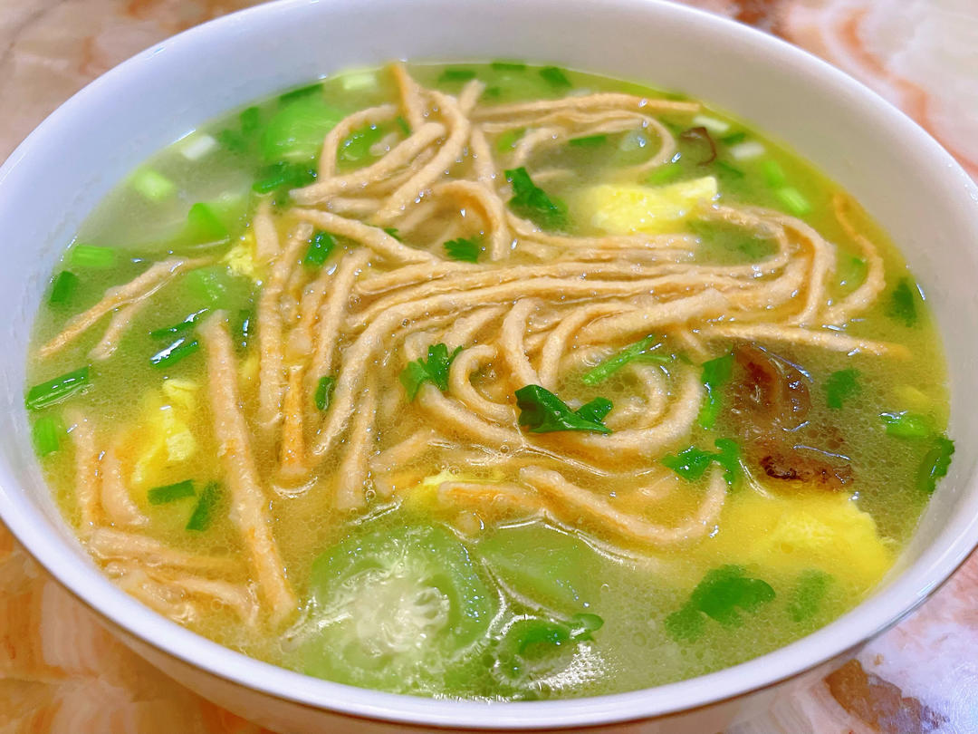 丝瓜馓子蛋汤