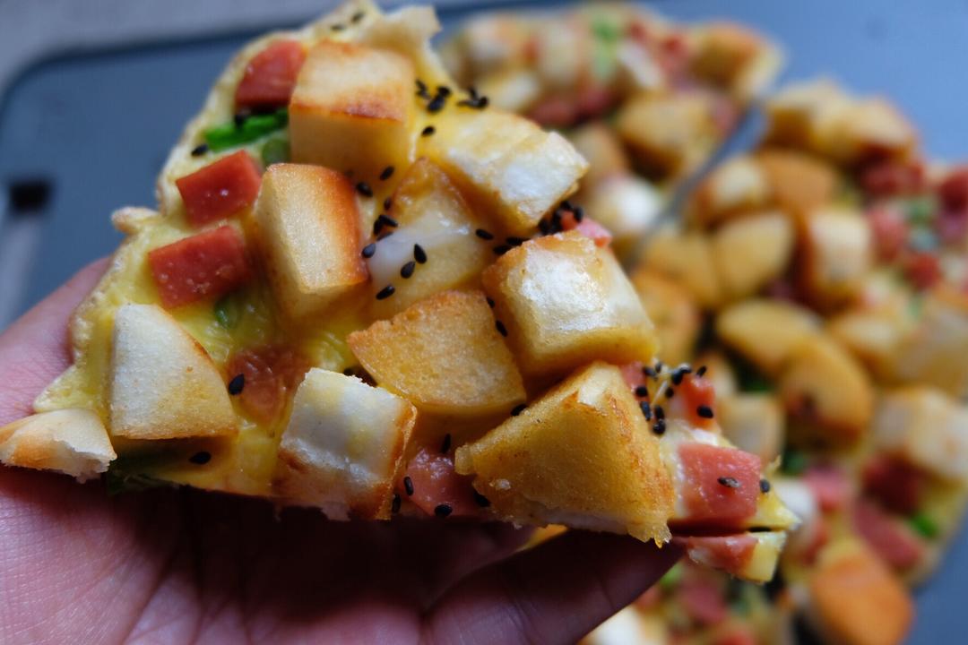 鸡蛋火腿芦笋煎馒头