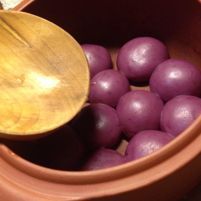 丝滑弹黏牛奶紫薯团的做法