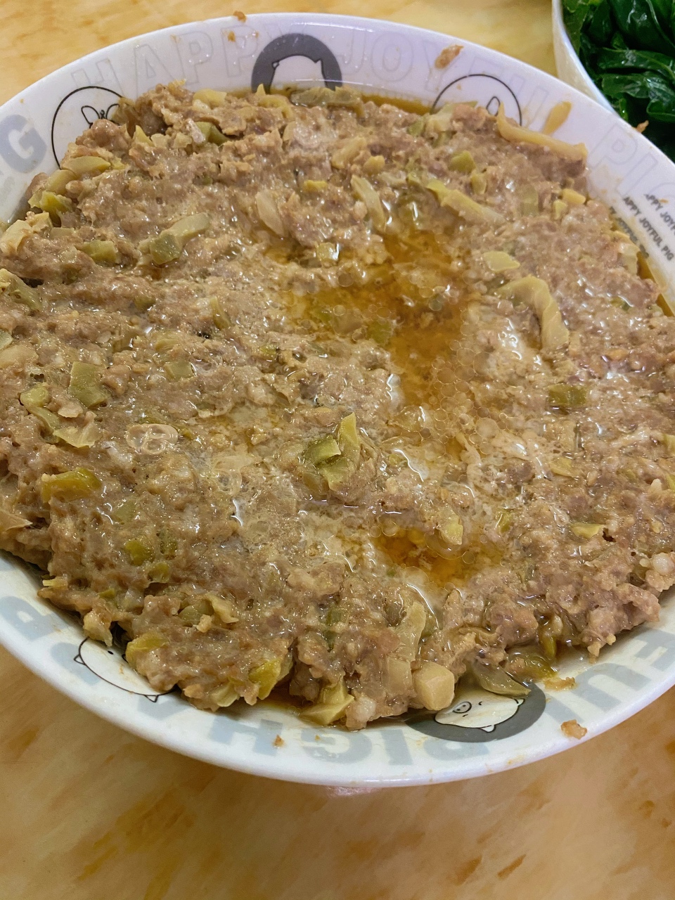 广式榨菜蒸肉饼