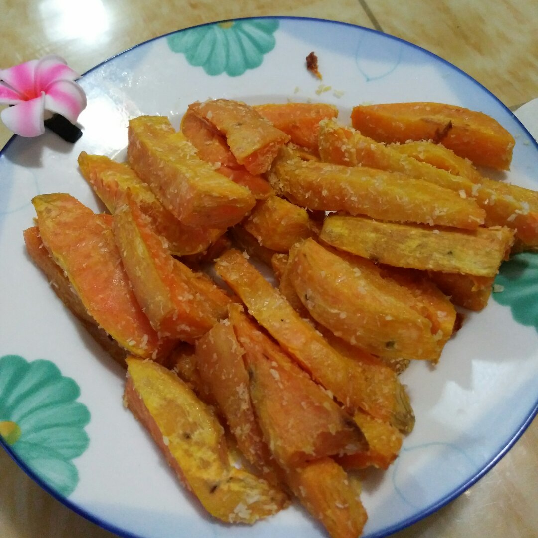 椰蓉烤红薯条（健康夜宵）