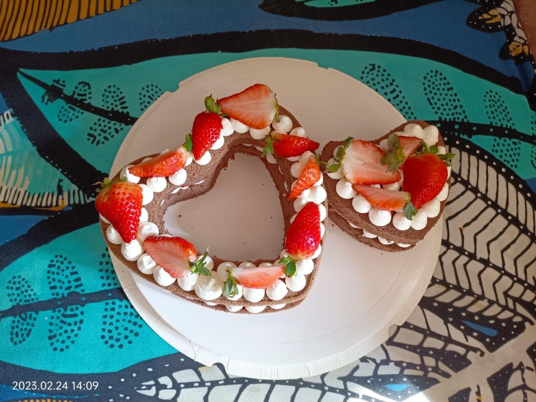 心形🧡全麦可可生日蛋糕🎂心心相印💕 裸蛋糕🍰巧克力水果奶油蛋糕