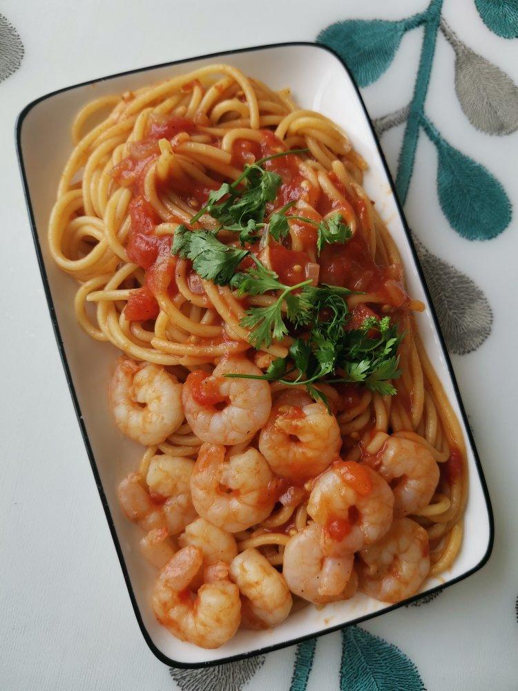 低卡好吃不胖的番茄虾仁意面‼️茄汁浓郁巨美味