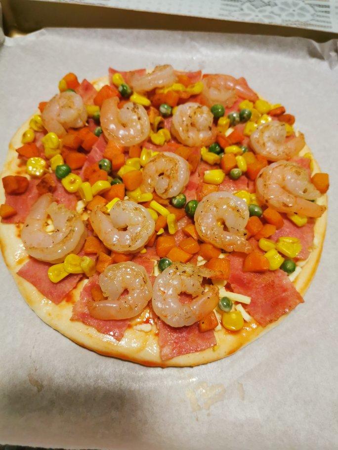 培根鲜虾披萨