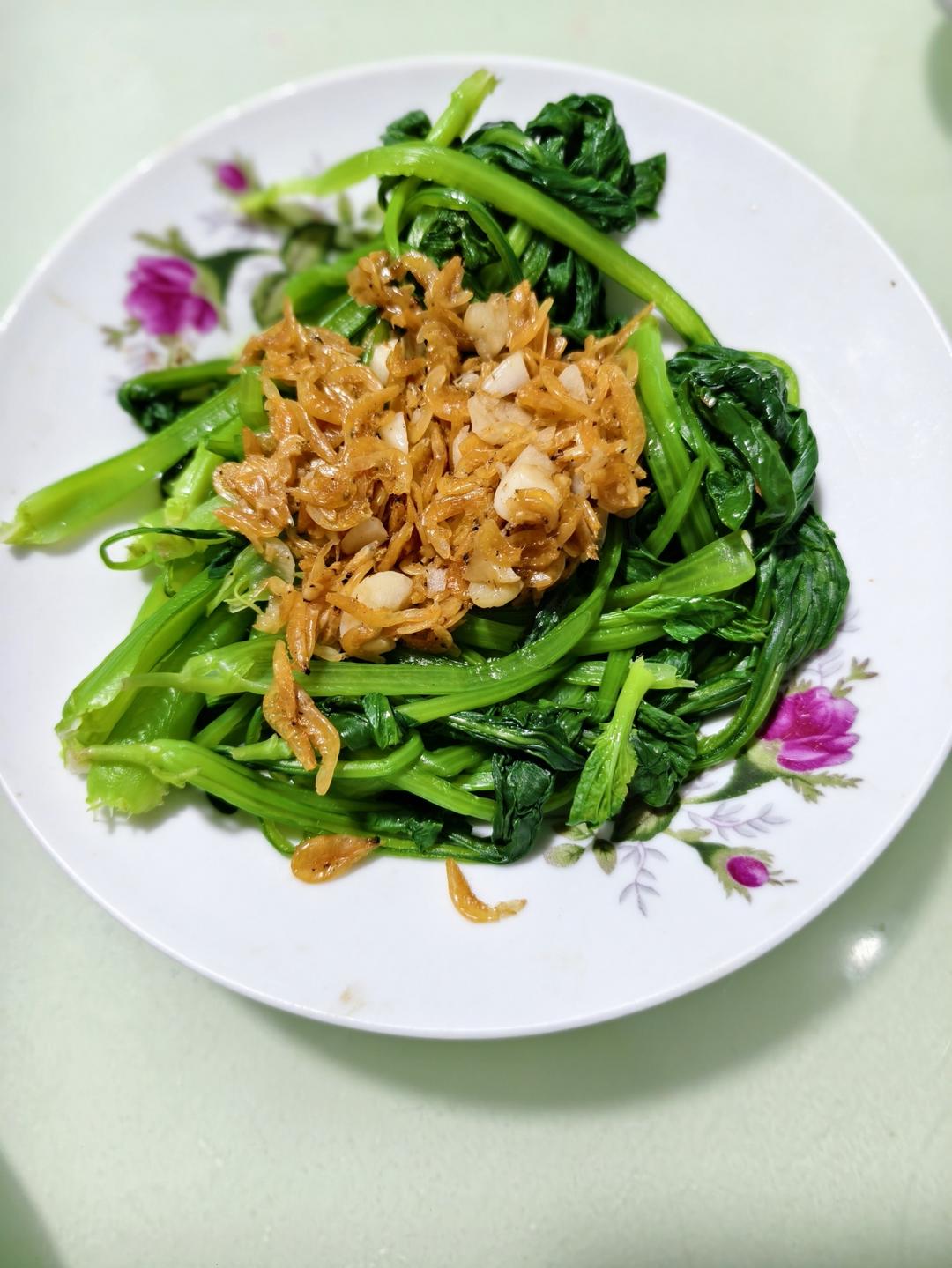 白灼蒜蓉虾皮油菜