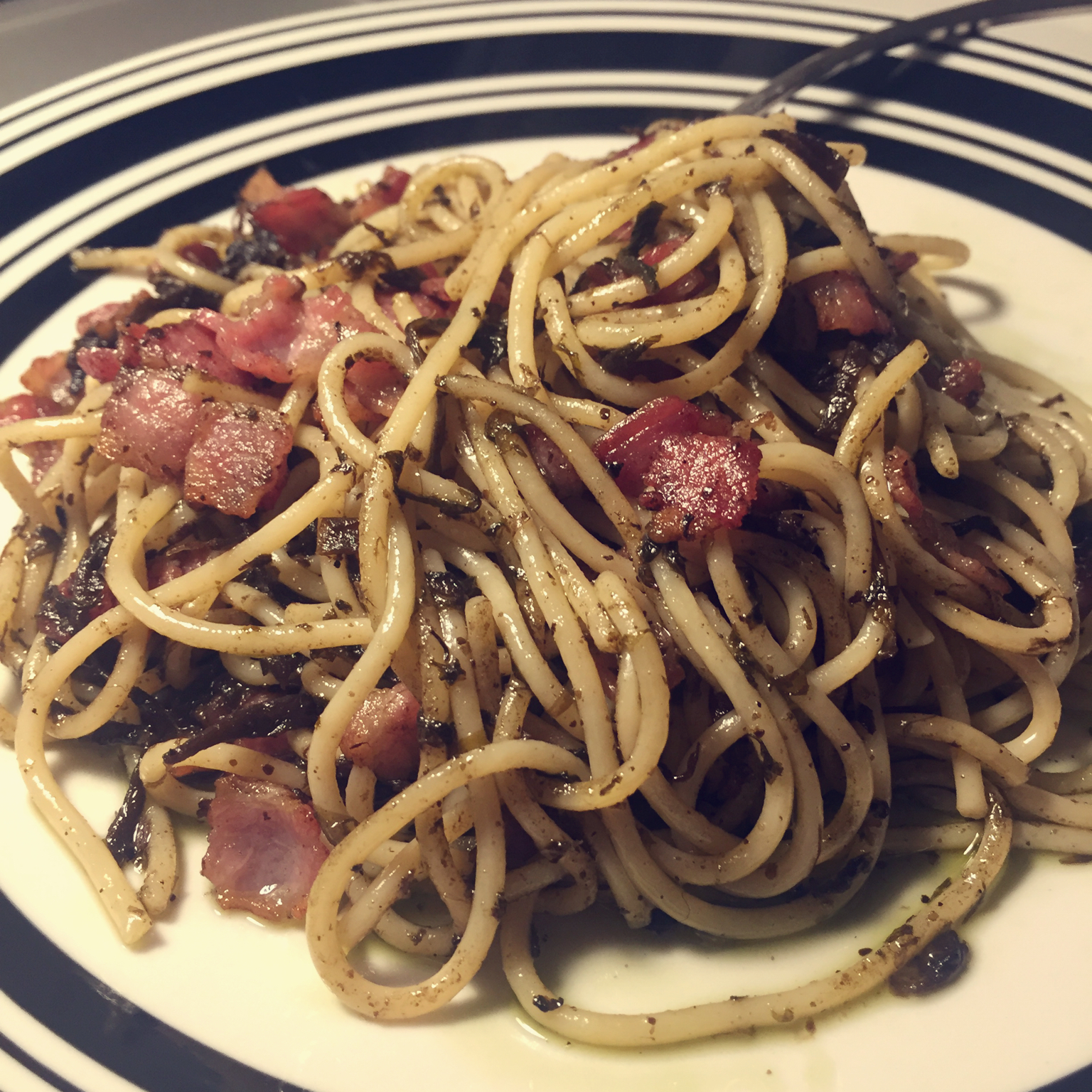 可能是最好吃系列--橄榄菜培根意面