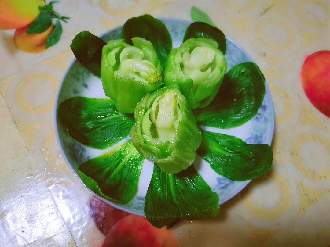 上海青玫瑰花(创意小盘饰の七)