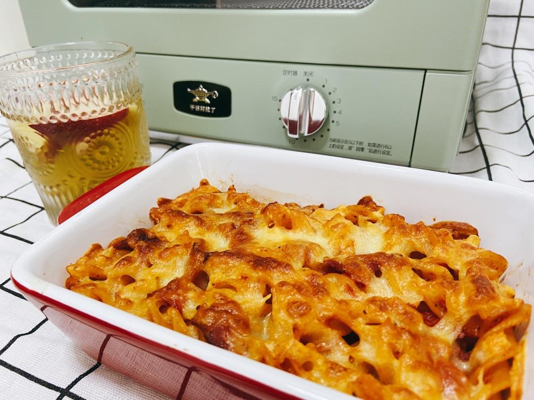 简单做西餐--培根芝士焗意面