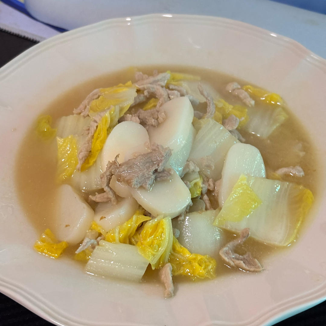 肉丝白菜炒年糕