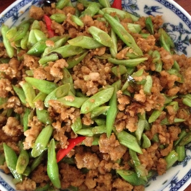 肉沫豆角下饭菜