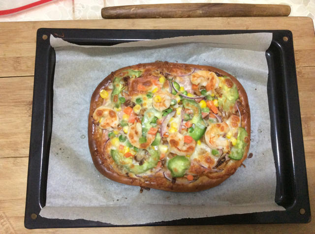 培根鲜虾披萨