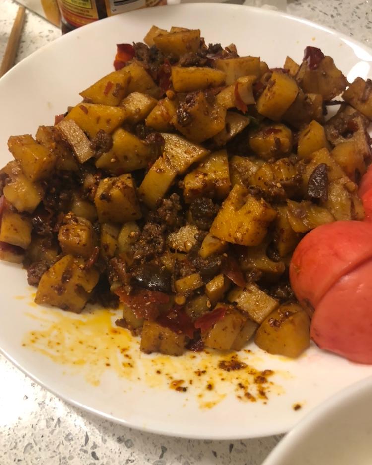 肉末炒藕丁