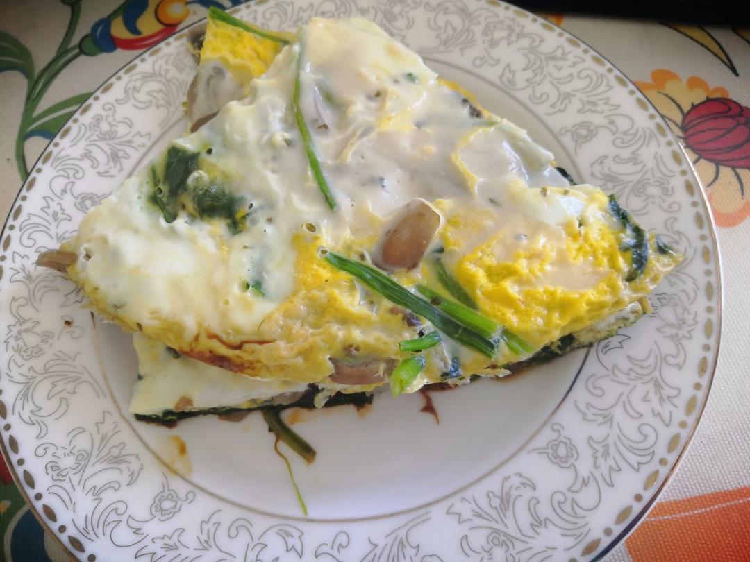 蘑菇菠菜奶酪早餐蛋饼丨健康·烘焙