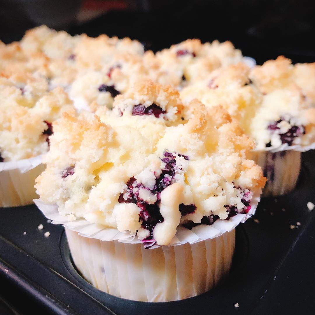 10分钟搞定的蓝莓麦芬，顶着大大的蘑菇头~