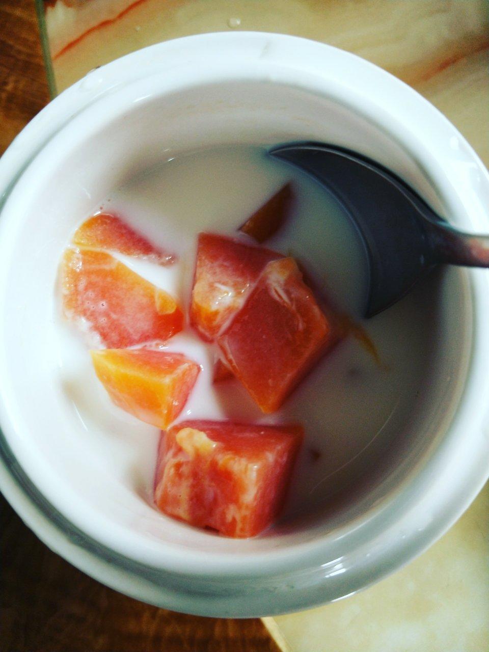 鲜奶炖木瓜