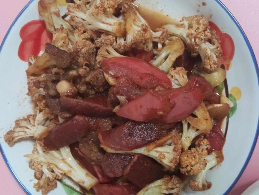 干煸菜花（花菜炒肉）