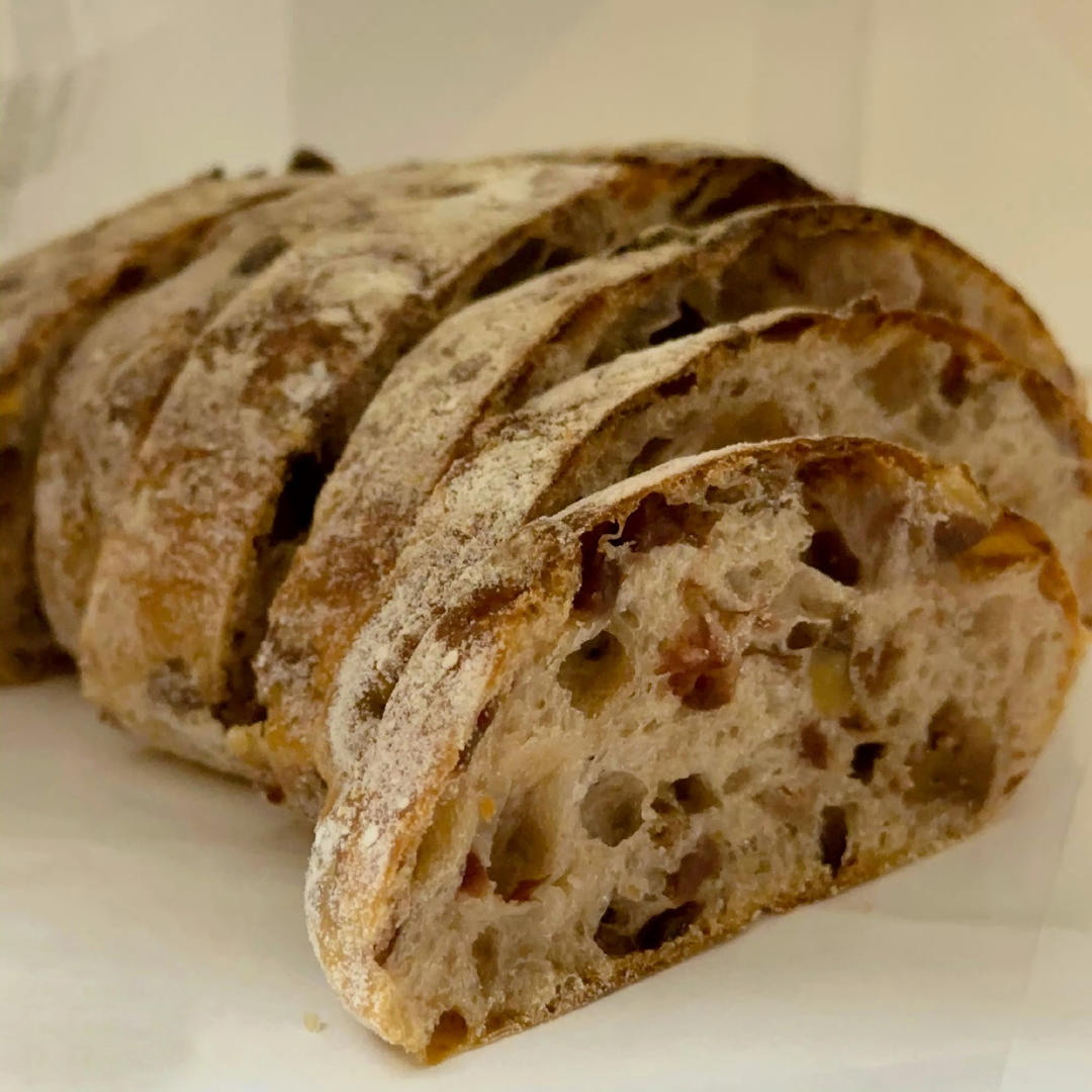 椰香蔓越莓核桃欧包｜隔夜冷藏发酵