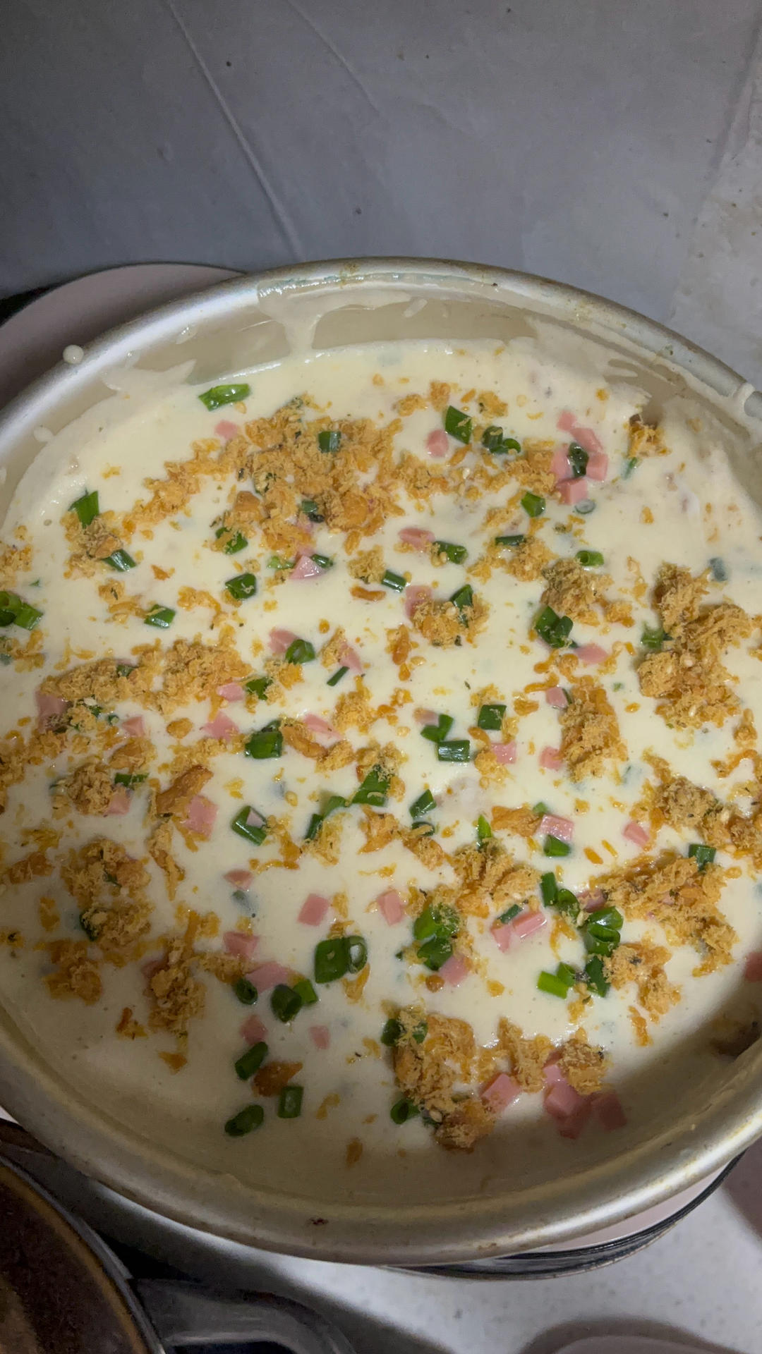 爆浆葱花火腿肉松蛋糕