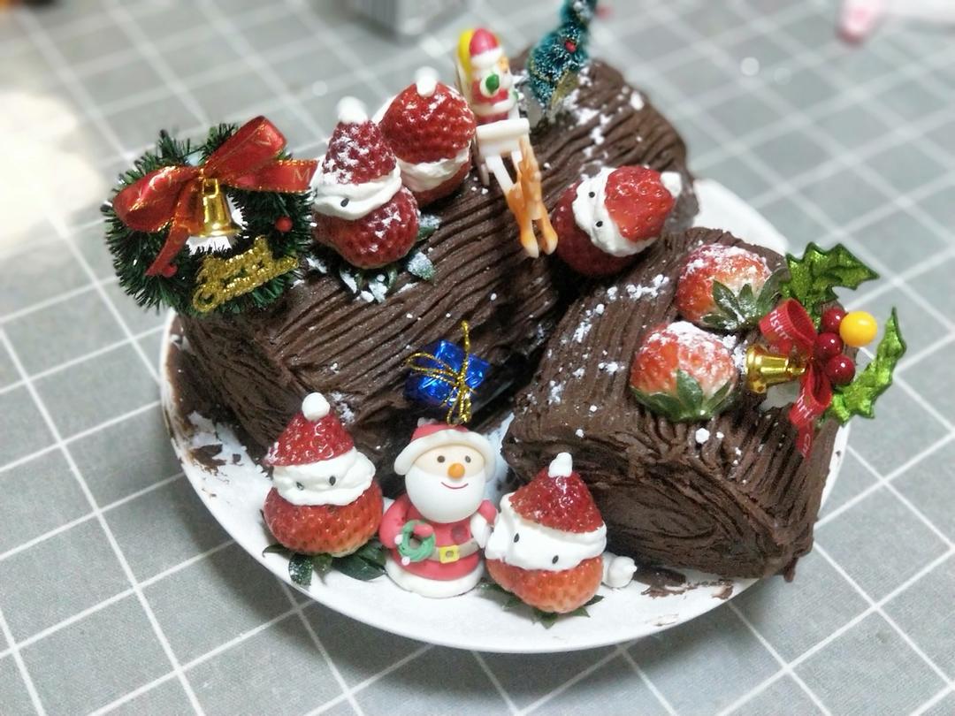 超好吃的圣诞节树干蛋糕叫树桩蛋糕也可哈