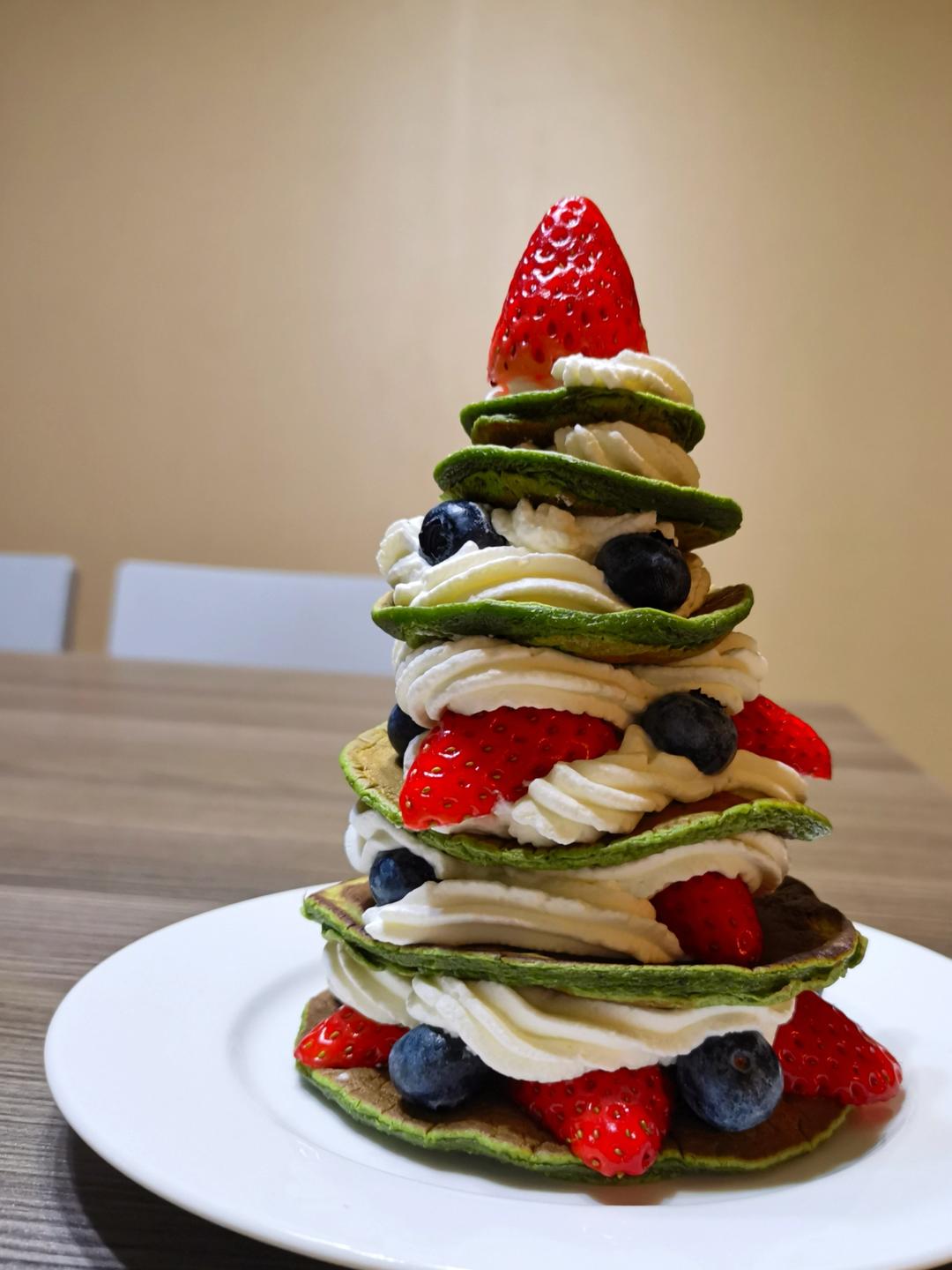圣诞树水果松饼塔