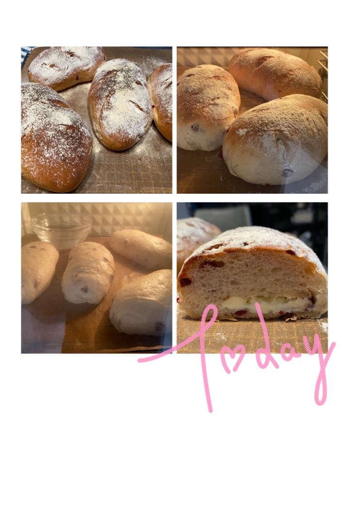 kiri奶油芝士食谱—全麦蔓越莓奶酪软欧包（视频）