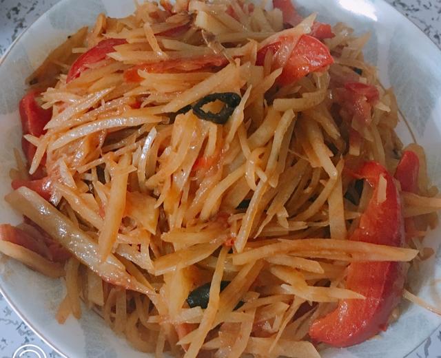 番茄彩椒土豆丝的做法