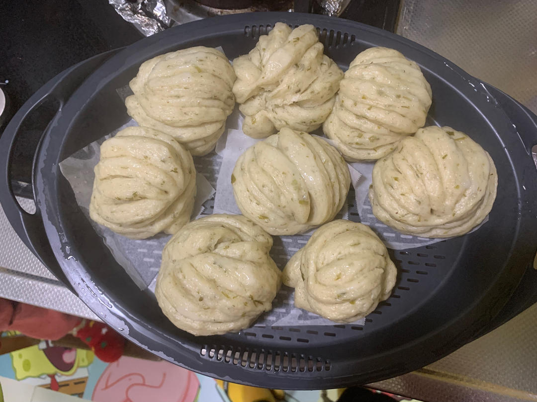 葱油花卷，一根筷子卷出漂亮的造型