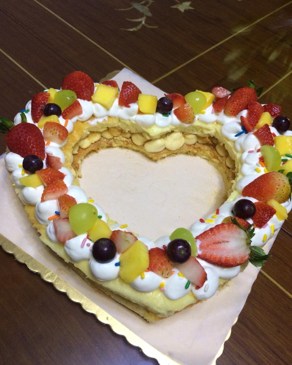 kay猪做的情人节款心形蛋糕,流行又简单|附长心形模板