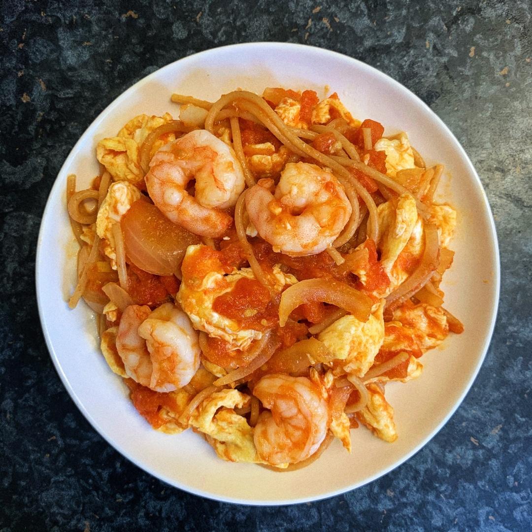 虾仁番茄意面
