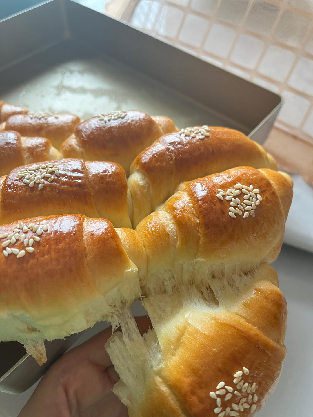 放几天都超级软的奶香小牛角排包