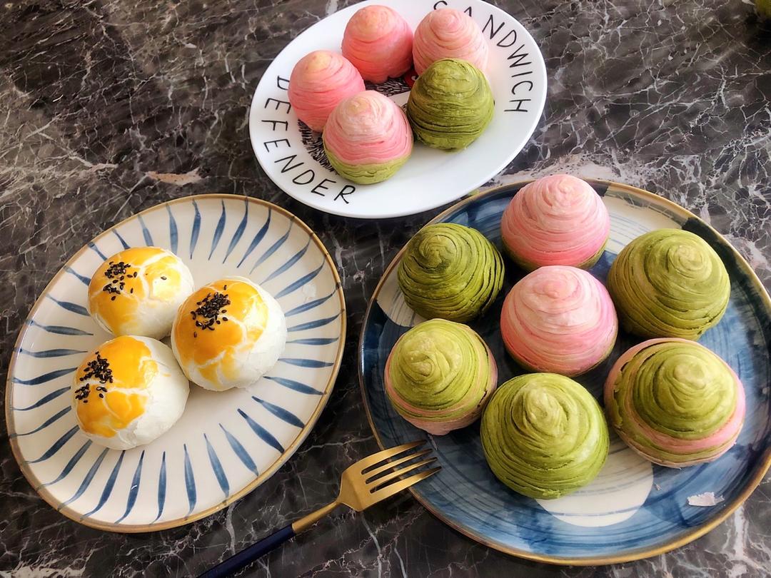 彩虹渐变蛋黄酥（无需揉出膜）