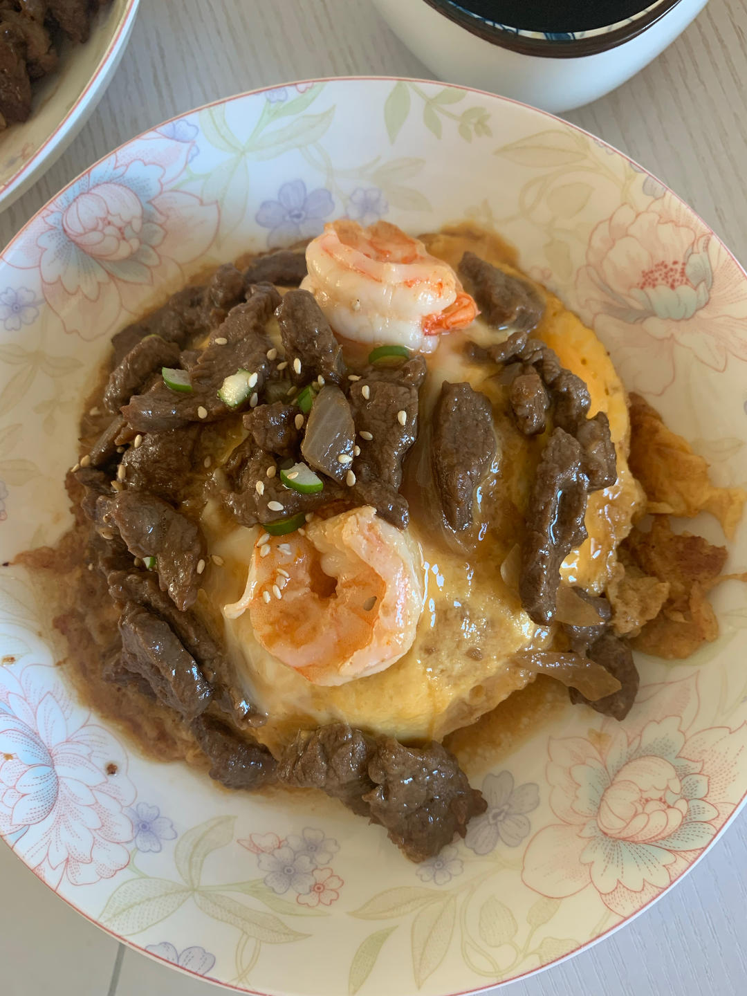 港式鲜虾滑蛋牛肉饭