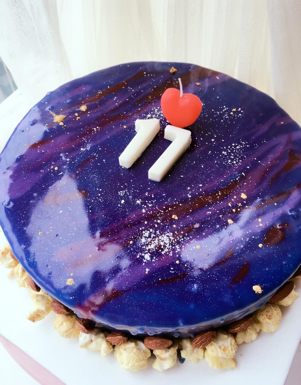 路过蜻蜓-10做的星空巧克力蛋糕淋面