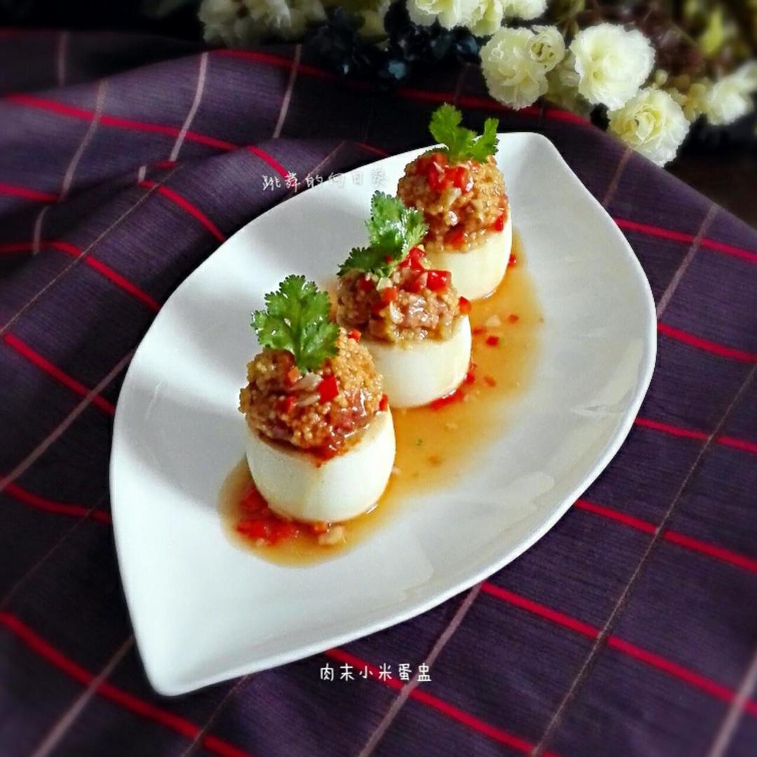 鸡蛋肉糜小米盅的做法