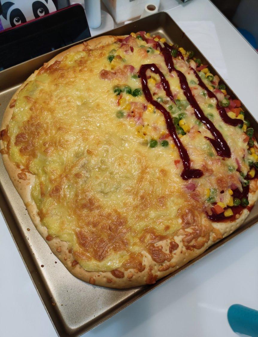 咪喵咪噜做的详细配方 节日必备巨大的12寸超豪华至尊披萨(厚底)