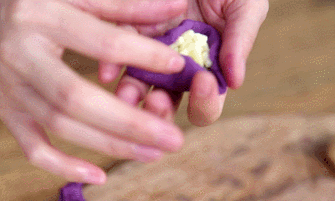 网红紫薯拉丝仙豆糕，好吃到飞起！的做法 步骤12
