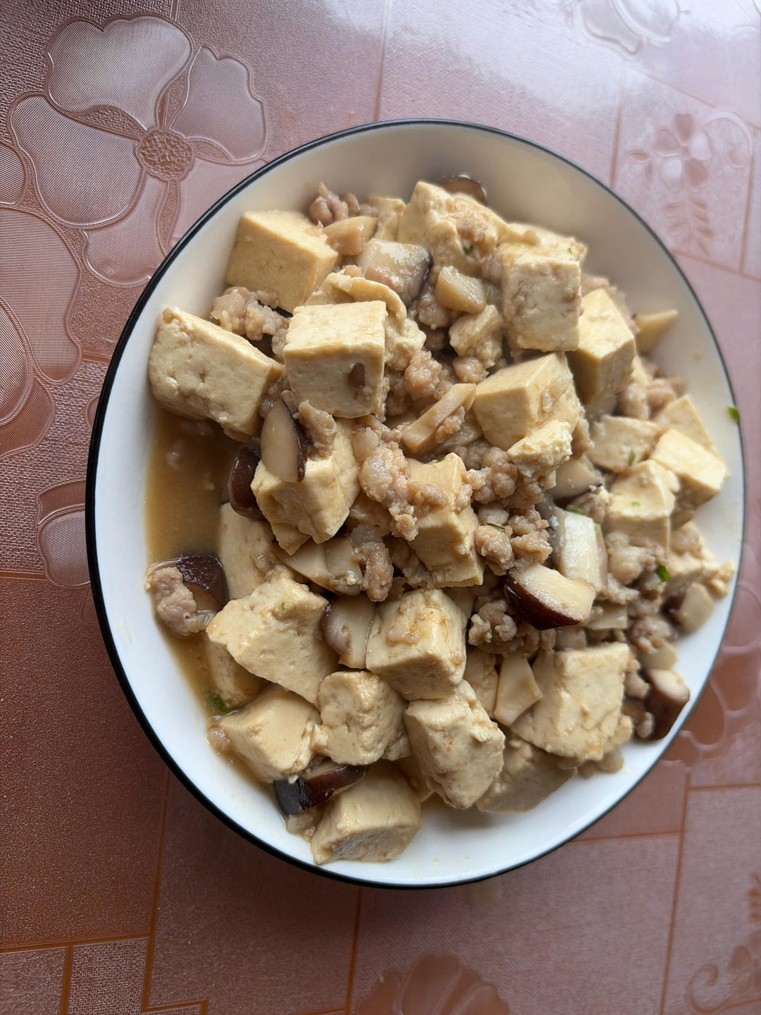 香菇肉沫炒豆腐