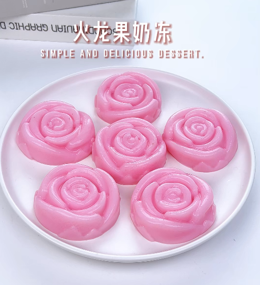 粉玫瑰牛奶布丁🌸红肉火龙果染色，嫩滑Q弹~