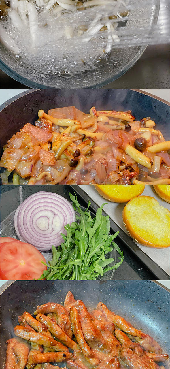 超好吃的薄切牛肉汉堡包