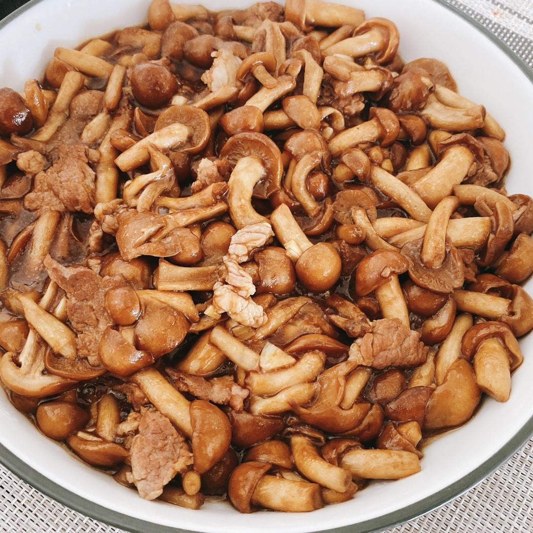 肉炒小白菜滑子蘑