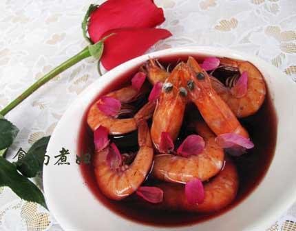 玫瑰红酒虾的做法