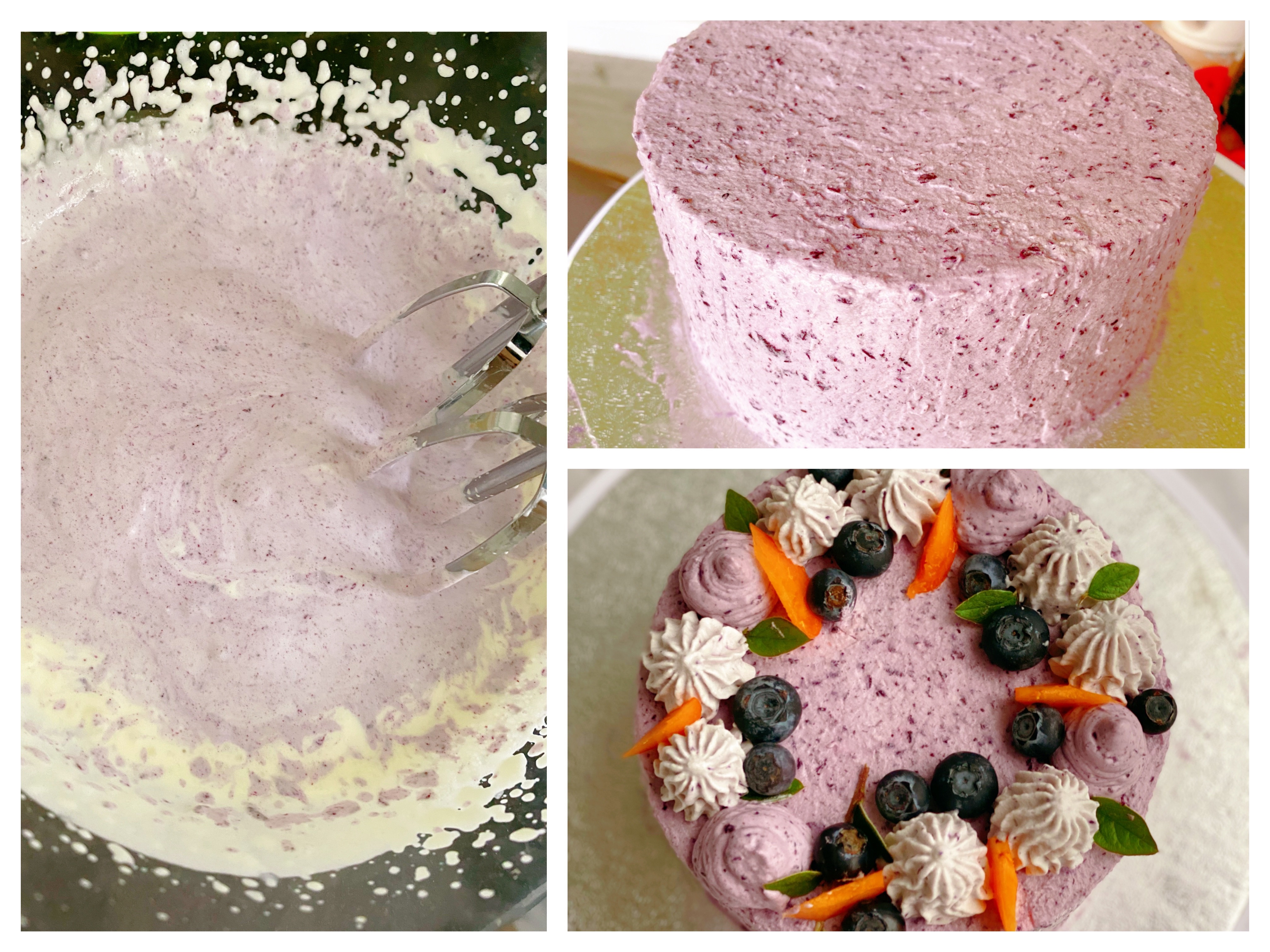 蓝莓乳酪奶油竖纹蛋糕｜自制蓝莓酱的做法 步骤4