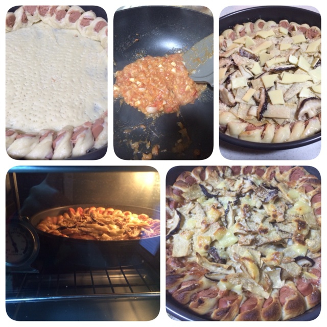 蘑菇火腿心花边比萨